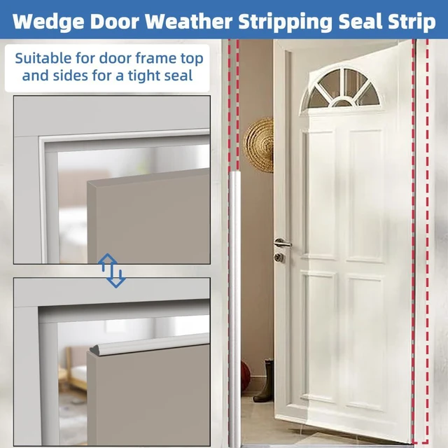 Alt view image 4 of 7 - Wedge-Shape Window Weather Stripping Door Frame Seal 118 White | Upgrade Black Foam,Soundproofing,Draft Stopper,Winter Insulation,Noise Blocker, Gap Filler for Exterior Front Door Side