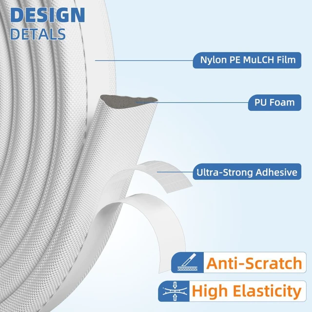 Alt view image 3 of 7 - Wedge-Shape Window Weather Stripping Door Frame Seal 118 White | Upgrade Black Foam,Soundproofing,Draft Stopper,Winter Insulation,Noise Blocker, Gap Filler for Exterior Front Door Side