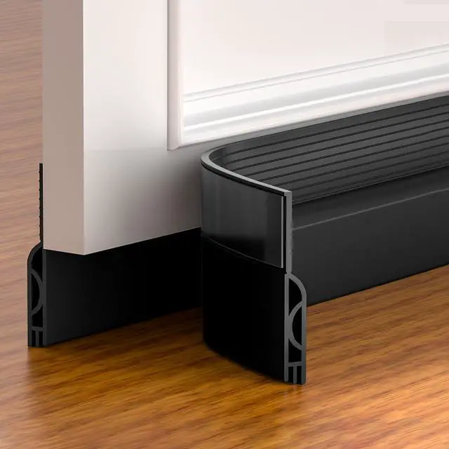 Main image of Door Draft Stopper,Adjustable Door Sweep for Bottom of Door,Silicone Weather Stripping Door Bottom Seal Blocker Air Noise,Under Door Gap Filler for Interior/Exterior Doors(Black, 39inch)