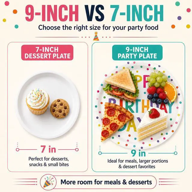 Alt view image 3 of 7 - 40 Pcs Birthday Plates and Napkins Set, Large 9 Inch Party Plates | 20 Plates and 20 Napkins for Birthday Dinner, Pizza, Burgers, Cake, Colorful Parties and Family Celebrations