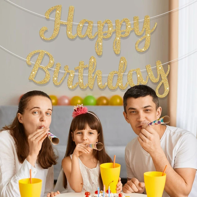 Alt view image 6 of 6 - Glitter Happy Birthday Banner Sign Birthday Garland Wall Door Banners Flag for Women Men Boys Girls Party Backdrop Decorations Gold