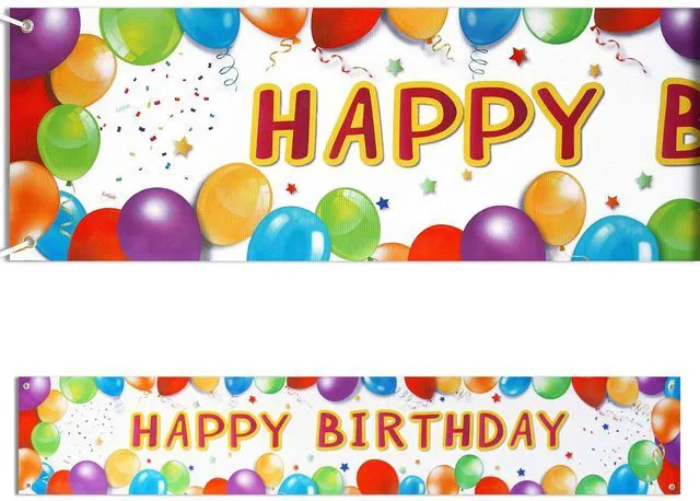 Alt view image 2 of 7 - Happy Birthday Banner Balloon Sign Huge Party Supplies 6 Feet | Birthday Party Decoration Supplies Colorful Fence Outdoor Giant Flags Photo Prop Backdrop Outside