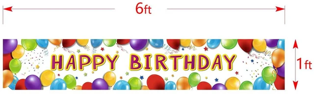 Alt view image 5 of 7 - Happy Birthday Banner Balloon Sign Huge Party Supplies 6 Feet | Birthday Party Decoration Supplies Colorful Fence Outdoor Giant Flags Photo Prop Backdrop Outside
