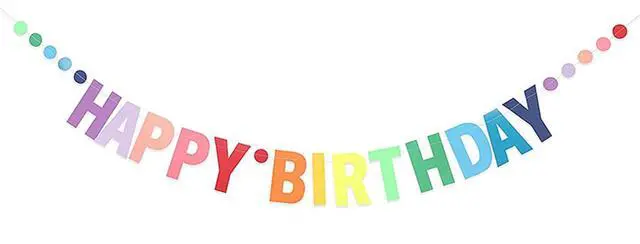 Main image of Happy Birthday Banner, Personalized Colorful Gradient Letters Banner, Rainbow Birthday Party Circle Dots Hanging Decorations for Kids Baby Adults Birthday Decorations Party Supplies