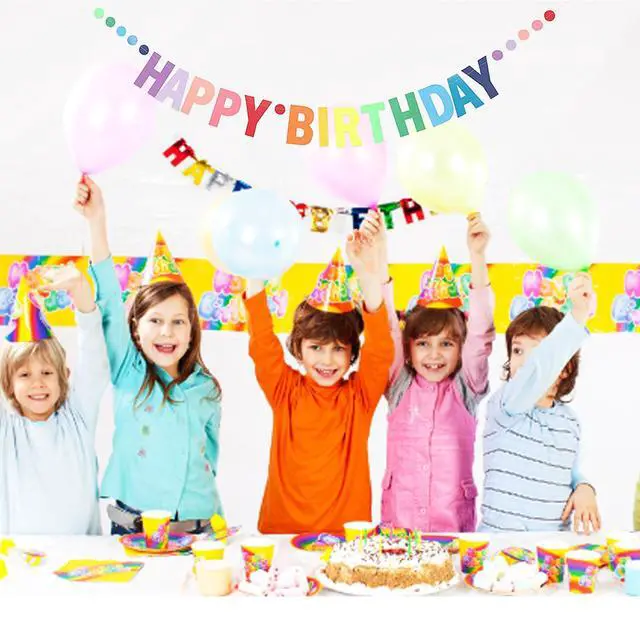 Alt view image 4 of 7 - Happy Birthday Banner, Personalized Colorful Gradient Letters Banner, Rainbow Birthday Party Circle Dots Hanging Decorations for Kids Baby Adults Birthday Decorations Party Supplies