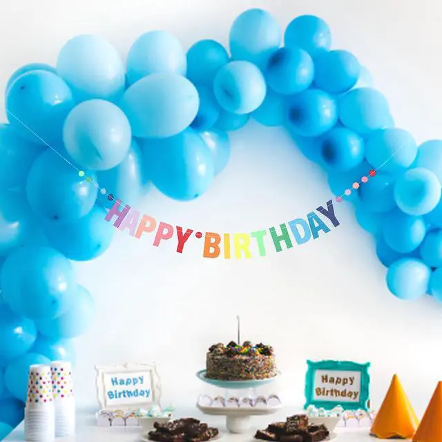 Alt view image 5 of 7 - Happy Birthday Banner, Personalized Colorful Gradient Letters Banner, Rainbow Birthday Party Circle Dots Hanging Decorations for Kids Baby Adults Birthday Decorations Party Supplies