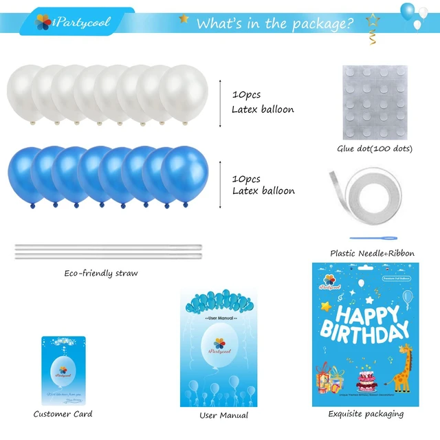 Alt view image 4 of 4 - 50Pcs Happy Birthday Balloon Decorations, 3D Premium Reusable Aluminum Foil Birthday Banner and Ecofriendly Big Star and Latex Balloons Set for Birthday Party Decorations and Supplies