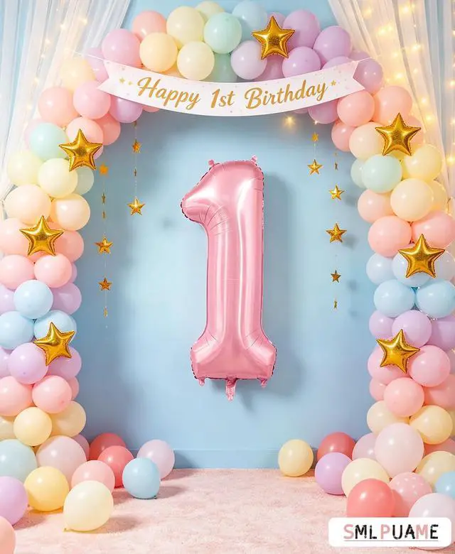 Alt view image 2 of 7 - 40 Inch Pink Number 1 Balloon, 1st Birthday Decoration Boys Girls | Large Self Inflating Number Balloons, Mylar Foil Helium Balloon for Women Men Party Anniversary Supplies Reusable