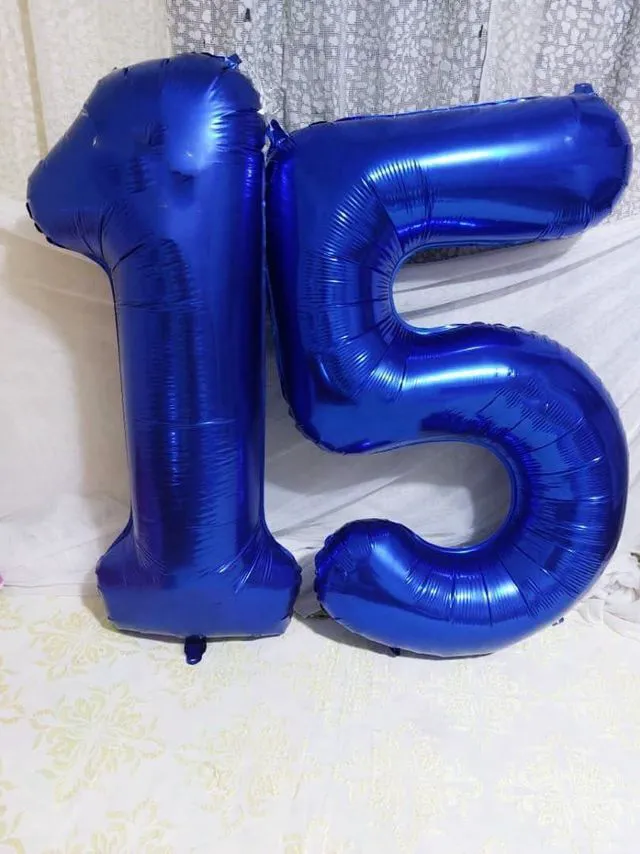 Alt view image 3 of 6 - Number Balloons 5 Balloon Blue Birthday Decorations for Men Party, 40 Inch | Jumbo 40In & Vibrant Color, With Hanging Holes and Stew, For Back-To-School Season, Photo Shoot, Pool Party, Men's Birthday