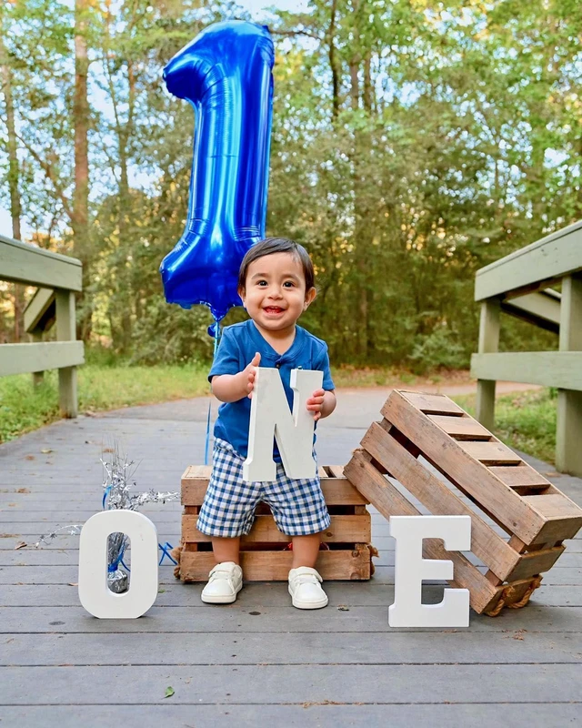 Alt view image 4 of 6 - Number Balloons 5 Balloon Blue Birthday Decorations for Men Party, 40 Inch | Jumbo 40In & Vibrant Color, With Hanging Holes and Stew, For Back-To-School Season, Photo Shoot, Pool Party, Men's Birthday