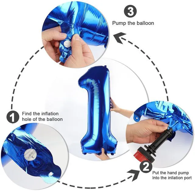 Alt view image 6 of 6 - Number Balloons 5 Balloon Blue Birthday Decorations for Men Party, 40 Inch | Jumbo 40In & Vibrant Color, With Hanging Holes and Stew, For Back-To-School Season, Photo Shoot, Pool Party, Men's Birthday