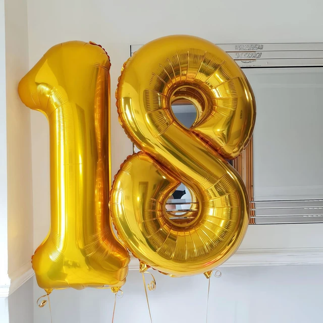Alt view image 5 of 7 - Gold 5 Balloon Number,40 Inch Number 5 Balloon Large Gold 5 Foil Mylar Helium Balloon for Birthday Party Decorations