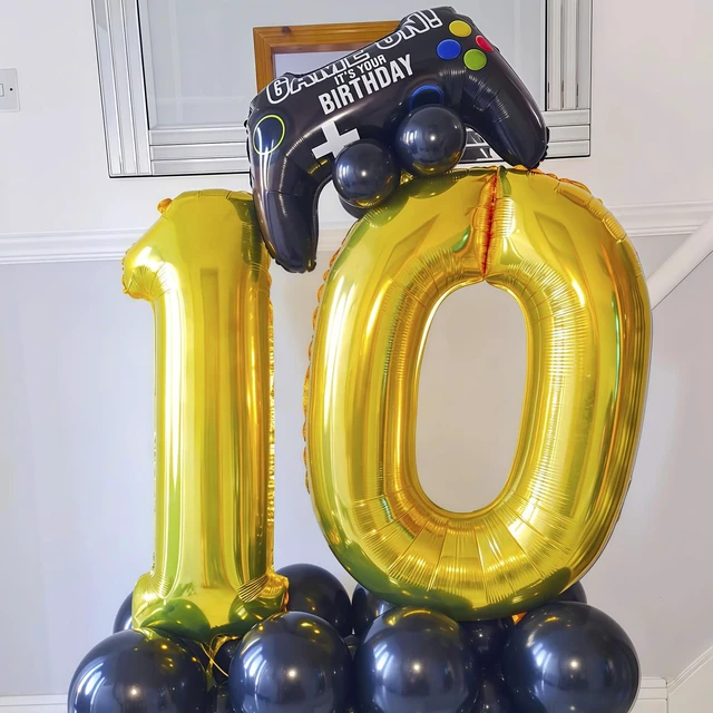 Alt view image 7 of 7 - Gold 5 Balloon Number,40 Inch Number 5 Balloon Large Gold 5 Foil Mylar Helium Balloon for Birthday Party Decorations