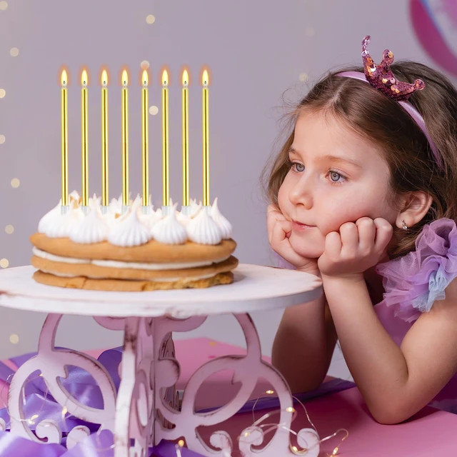 Alt view image 4 of 7 - 30-Count Gold Long Thin Metallic Birthday Candles, Cake Candles, Birthday Parties, Wedding Decorations, Party Candles, Cake Decorations