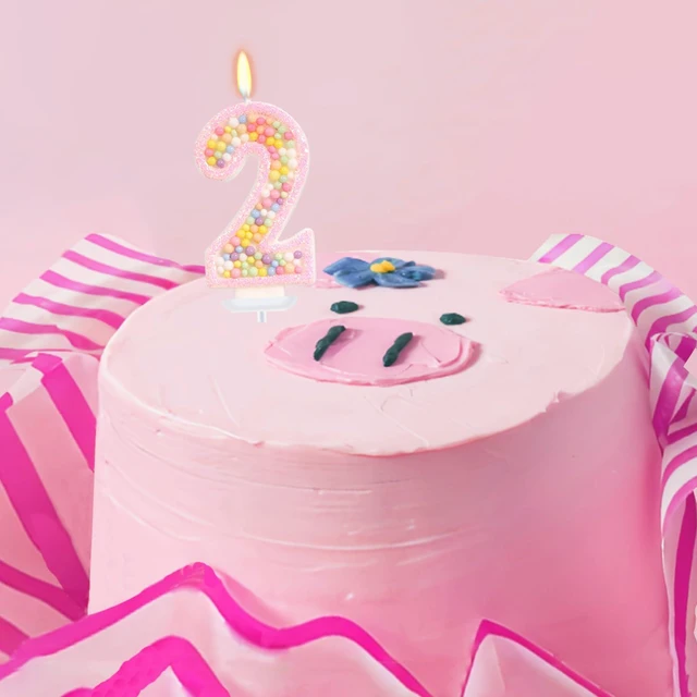 Alt view image 3 of 7 - Pastel Macaron Number 2 Candle, 2nd Birthday Decorations for Girl | Pink Birthday Candles, Two Sweet Birthday Decorations, Sweet Theme Birthday Party Supplies, Pink Birthday Decorations