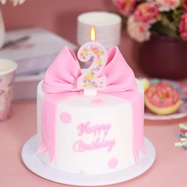 Alt view image 5 of 7 - Pastel Macaron Number 2 Candle, 2nd Birthday Decorations for Girl | Pink Birthday Candles, Two Sweet Birthday Decorations, Sweet Theme Birthday Party Supplies, Pink Birthday Decorations