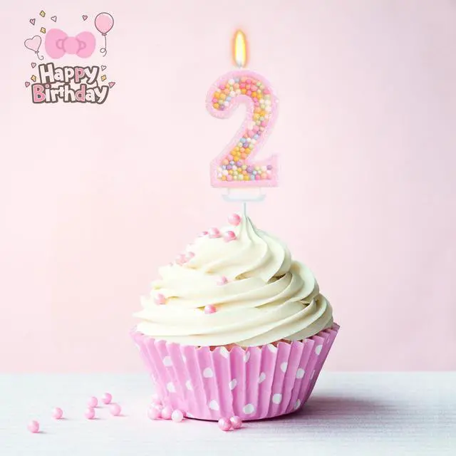 Alt view image 7 of 7 - Pastel Macaron Number 2 Candle, 2nd Birthday Decorations for Girl | Pink Birthday Candles, Two Sweet Birthday Decorations, Sweet Theme Birthday Party Supplies, Pink Birthday Decorations