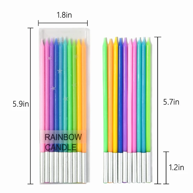 Alt view image 6 of 6 - 40-Count Rainbow Long Thin Birthday Candles, Cake Candles, Birthday Parties, Wedding Decorations, Party Candles