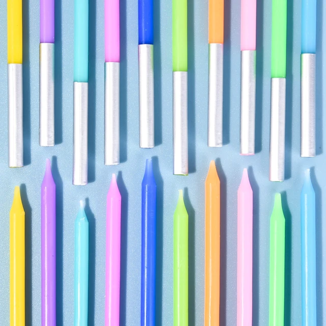 Alt view image 5 of 6 - 40-Count Rainbow Long Thin Birthday Candles, Cake Candles, Birthday Parties, Wedding Decorations, Party Candles
