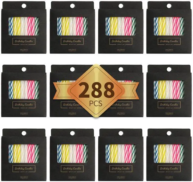 Main image of 288-Count Multicolored Birthday Candles, Spiral Candles, Cupcake Candles, Party Celebration