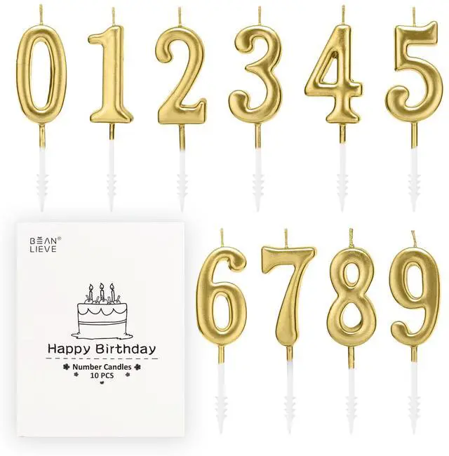 Main image of 10-Pieces Numeral Birthday Candles - Cake Numeric Candles Number 0 1 2 3 4 5 6 7 8 9
