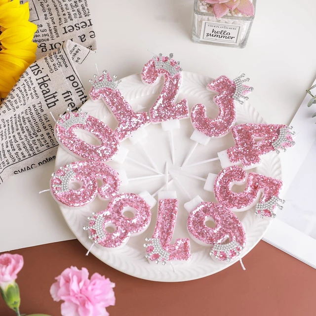 Alt view image 3 of 7 - Birthday Number Candles,Pink Crown Birthday Candles for Cake,Glitter Number 5 Candle Cake Topper with Sequins for Girls,Women, Anniversary Celebrations Supplies (Pink 5)