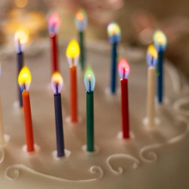 Alt view image 5 of 7 - Amazing Colorflame Multicolor Happy Birthday Candles and Holders (12 Count),Unscented