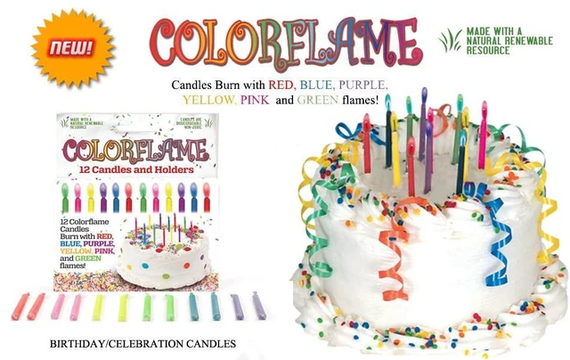 Alt view image 6 of 7 - Amazing Colorflame Multicolor Happy Birthday Candles and Holders (12 Count),Unscented
