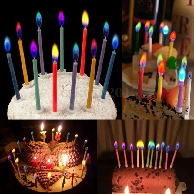 Alt view image 7 of 7 - Amazing Colorflame Multicolor Happy Birthday Candles and Holders (12 Count),Unscented