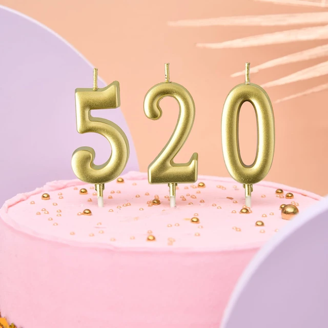 Alt view image 2 of 6 - 10-Pieces Gold Numeral Birthday Candles, Cake Numeral Candles Number 0-9 Glitter Cake Topper Decoration for Birthday,Wedding Anniversary,Party Celebration