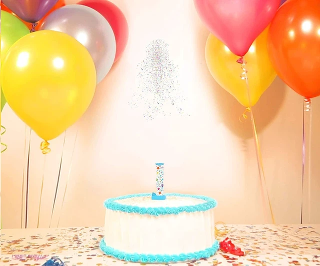 Alt view image 5 of 7 - ! Pink Confetti Candle Cake Topper, 2 Pack | Cake Topper With Edible Sprinkles, Surprise Birthday Decoration, Fits Any Size Cakes
