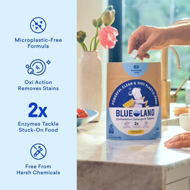 Alt view image 2 of 7 - 100% Plastic-Free Dishwasher Detergent Tablets, 60ct, Lemon Zest | Eco-Friendly Dishwashing Pods, Cuts Grease & Stuck on Food, Rinses Clean for Streak-Free Shine, Fully Dissolves, Septic Safe