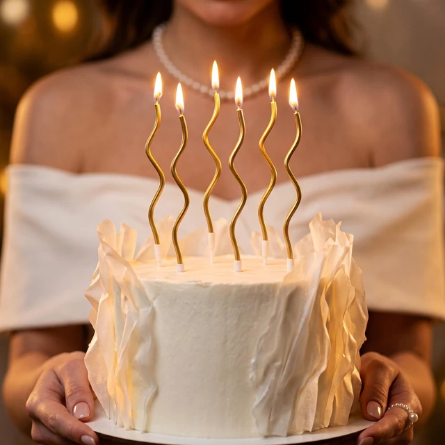 Alt view image 3 of 7 - 12-Count Gold Spiral Long Thin Metallic Birthday Candles, Cake Candles, Birthday Parties, Wedding Decorations, Party Candles.