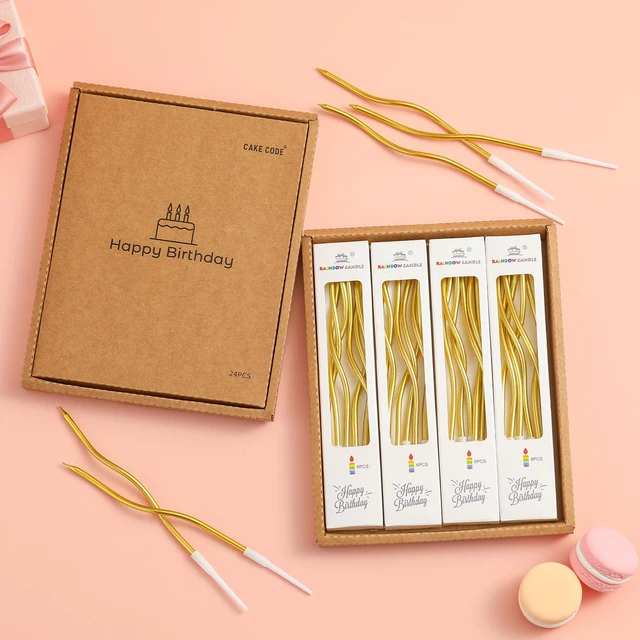Alt view image 4 of 7 - 12-Count Gold Spiral Long Thin Metallic Birthday Candles, Cake Candles, Birthday Parties, Wedding Decorations, Party Candles.