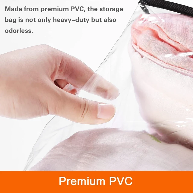 Alt view image 5 of 6 - 3 Pack 40L/60L/90L Clear Clothes Storage Bags with Zipper | Plastic Storage Bag, Foldable Closet Organizer, For Comforter Blanket Bedding Duvet Toys, Moving Bags