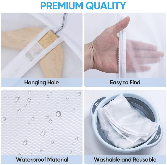 Alt view image 2 of 7 - 2PK Garment Bags for Hanging Clothes, 40" Suit Bag for Closet | Tear Resistant PEVA Material, Dust & Moisture Protection, Wrinkle-Free Storage, Smooth Glide Zipper, Translucent Design