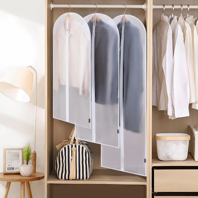 Alt view image 5 of 7 - 2PK Garment Bags for Hanging Clothes, 40" Suit Bag for Closet | Tear Resistant PEVA Material, Dust & Moisture Protection, Wrinkle-Free Storage, Smooth Glide Zipper, Translucent Design