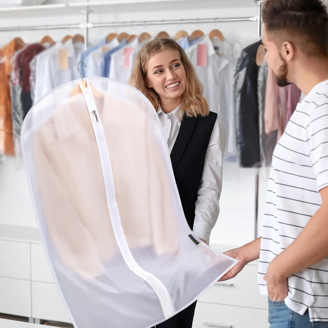 Alt view image 7 of 7 - 2PK Garment Bags for Hanging Clothes, 40" Suit Bag for Closet | Tear Resistant PEVA Material, Dust & Moisture Protection, Wrinkle-Free Storage, Smooth Glide Zipper, Translucent Design