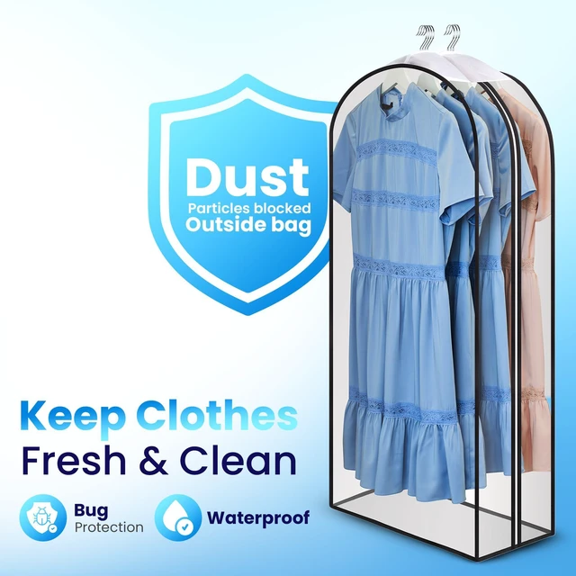Alt view image 5 of 7 - Clear Garment Bags for Hanging Clothes, 40" Suit Bags, 1-Pack | With 10" Gusset, Heavy Duty Closet Storage Covers for Coats, Dresses, Shirts, Jackets, Dustproof & Breathable