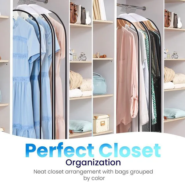Alt view image 6 of 7 - Clear Garment Bags for Hanging Clothes, 40" Suit Bags, 1-Pack | With 10" Gusset, Heavy Duty Closet Storage Covers for Coats, Dresses, Shirts, Jackets, Dustproof & Breathable
