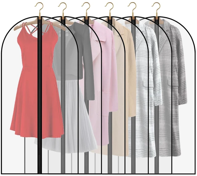 Main image of 6Pcs Clear Garment Bags for Hanging Clothes, Breathable Clothes Covers with Zip, Moth Proof Hanging Garment Covers Bags for Travel & Wardrobe Storage for Dresses, Shirts, Coats (40 inch)