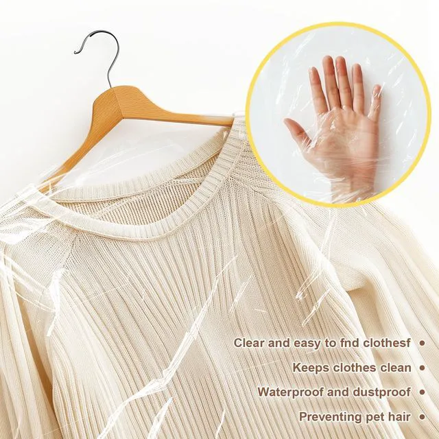 Alt view image 3 of 7 - 40 Pack Garment Bags - Set of 40, 60x90cm Plastic Dry Cleaning Bags for Hanging Clothes Storage