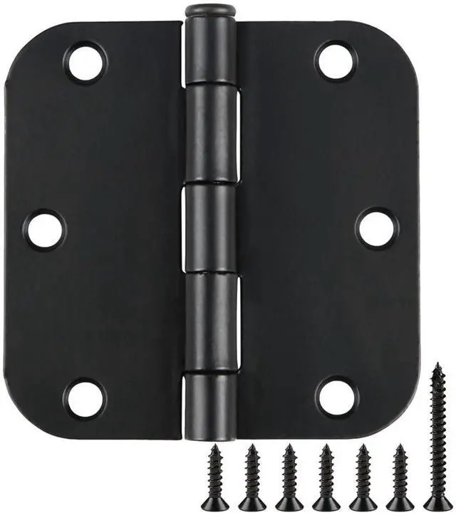 Main image of Rounded Matte Black Door Hinges 3.5 Inch 5/8" Radius Flat 30 Pack | Interior 3 1/2" Bifold Residential Standard Bedroom Indoor for Doors Hardware Control House Home Decor Essentials Accessories