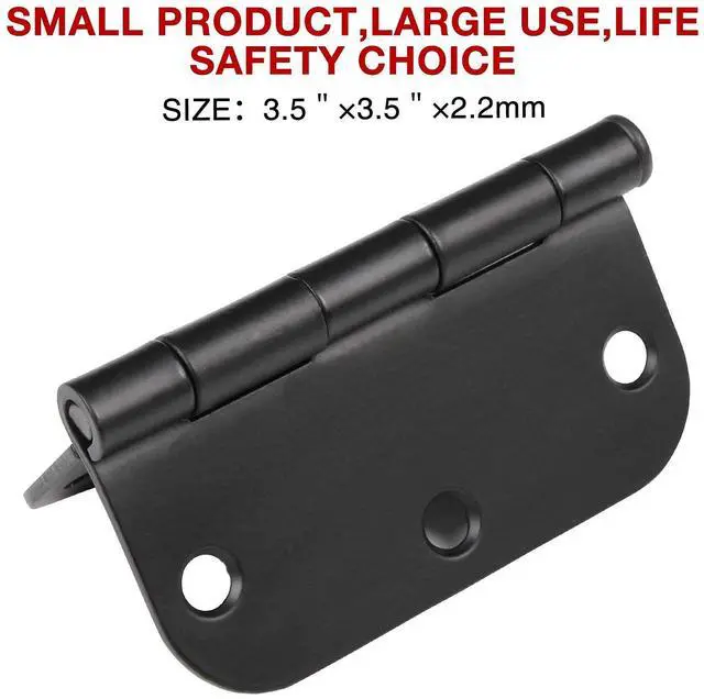 Alt view image 3 of 7 - Rounded Matte Black Door Hinges 3.5 Inch 5/8" Radius Flat 30 Pack | Interior 3 1/2" Bifold Residential Standard Bedroom Indoor for Doors Hardware Control House Home Decor Essentials Accessories