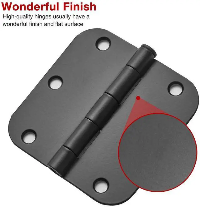 Alt view image 4 of 7 - Rounded Matte Black Door Hinges 3.5 Inch 5/8" Radius Flat 30 Pack | Interior 3 1/2" Bifold Residential Standard Bedroom Indoor for Doors Hardware Control House Home Decor Essentials Accessories