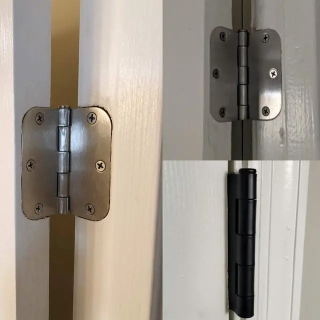 Alt view image 6 of 7 - Rounded Matte Black Door Hinges 3.5 Inch 5/8" Radius Flat 30 Pack | Interior 3 1/2" Bifold Residential Standard Bedroom Indoor for Doors Hardware Control House Home Decor Essentials Accessories
