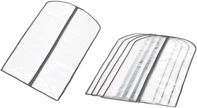 Main image of Zippered PEVA Garment Bag, Dust Cover for Clothing Protection, Translucent White, 5-Pack