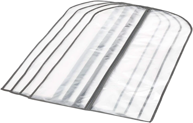 Alt view image 2 of 4 - Zippered PEVA Garment Bag, Dust Cover for Clothing Protection, Translucent White, 5-Pack