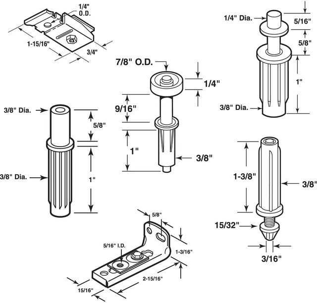 Alt view image 7 of 7 - Bi-Fold Door Hardware Repair Kit, 50 lb Capacity | For 1 In. to 1-3/8 In. Thick Doors, Up To 50 Lbs.