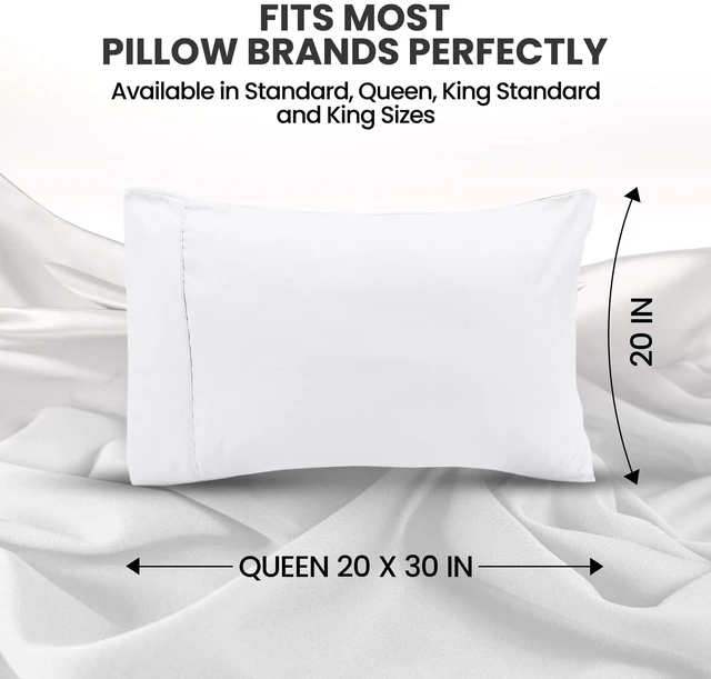 Alt view image 2 of 7 - Pillow Cases Queen Size Set of 4, Ultra Soft Comfy Pillow Covers, White | Comfortable Pillow Sham like Pillowcases with Envelope Closure, Breathable Fabric, Fade & Shrink Resistant, Machine Washable